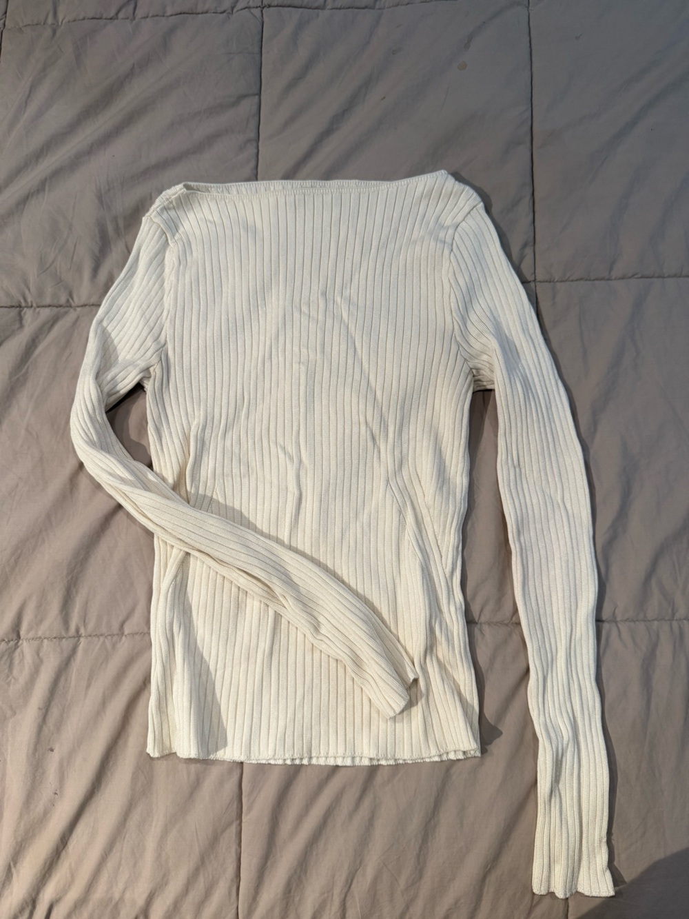 Abercrombie & Fitch Off-White Ribbed Knit Top